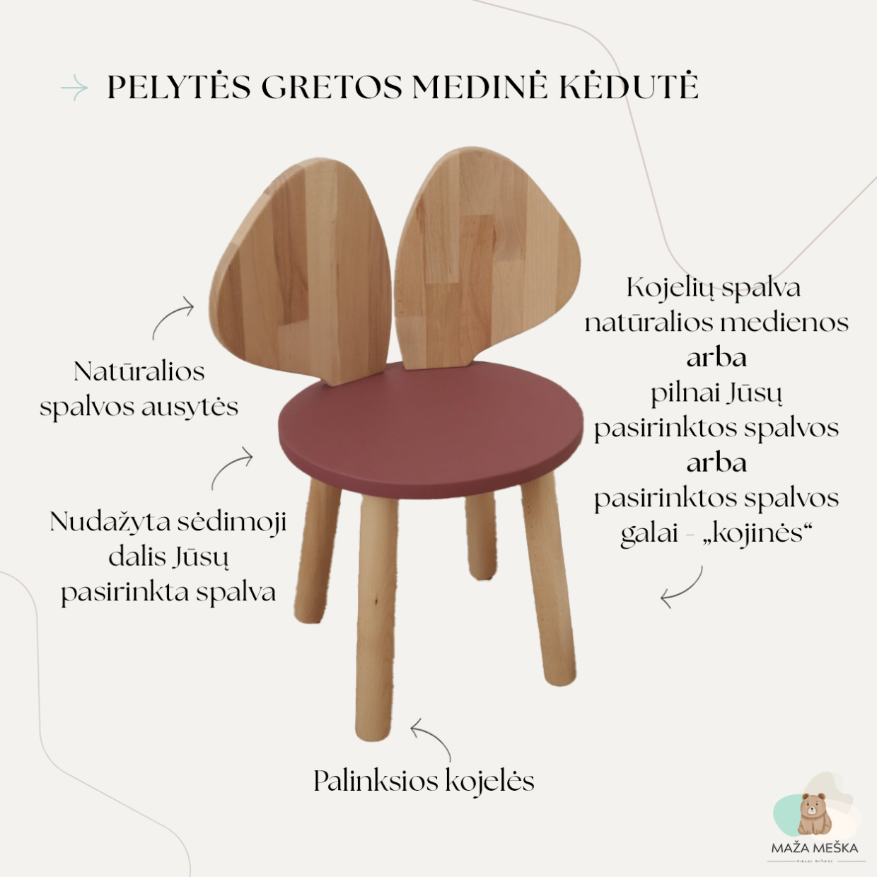 Pelytės Gretos medinė kėdutė - Image 5