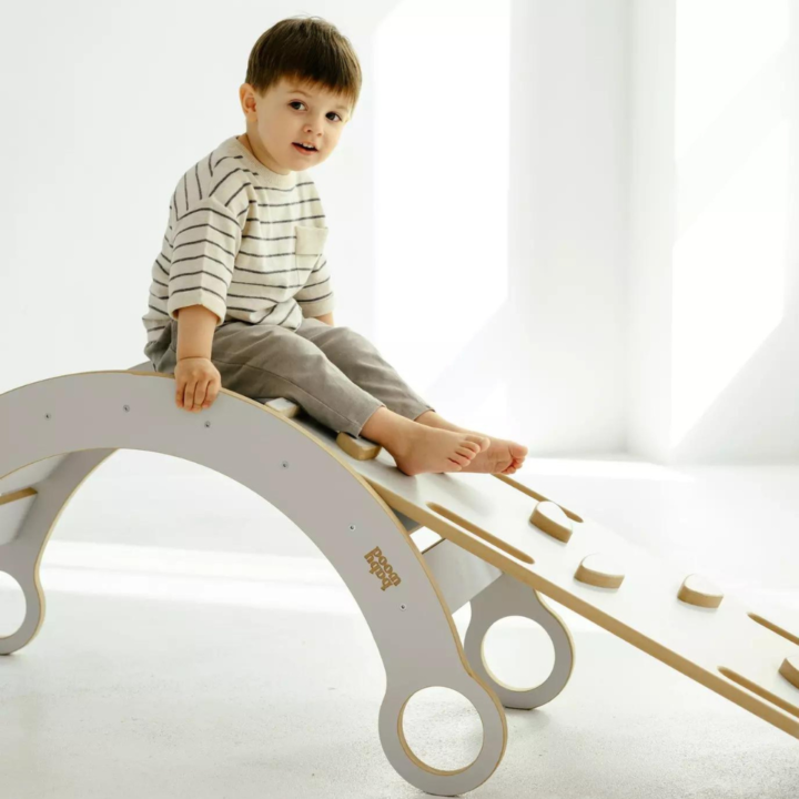 Montessori sūpuoklės - rokerio priedas čiuožykla - laipiojimo sienelė