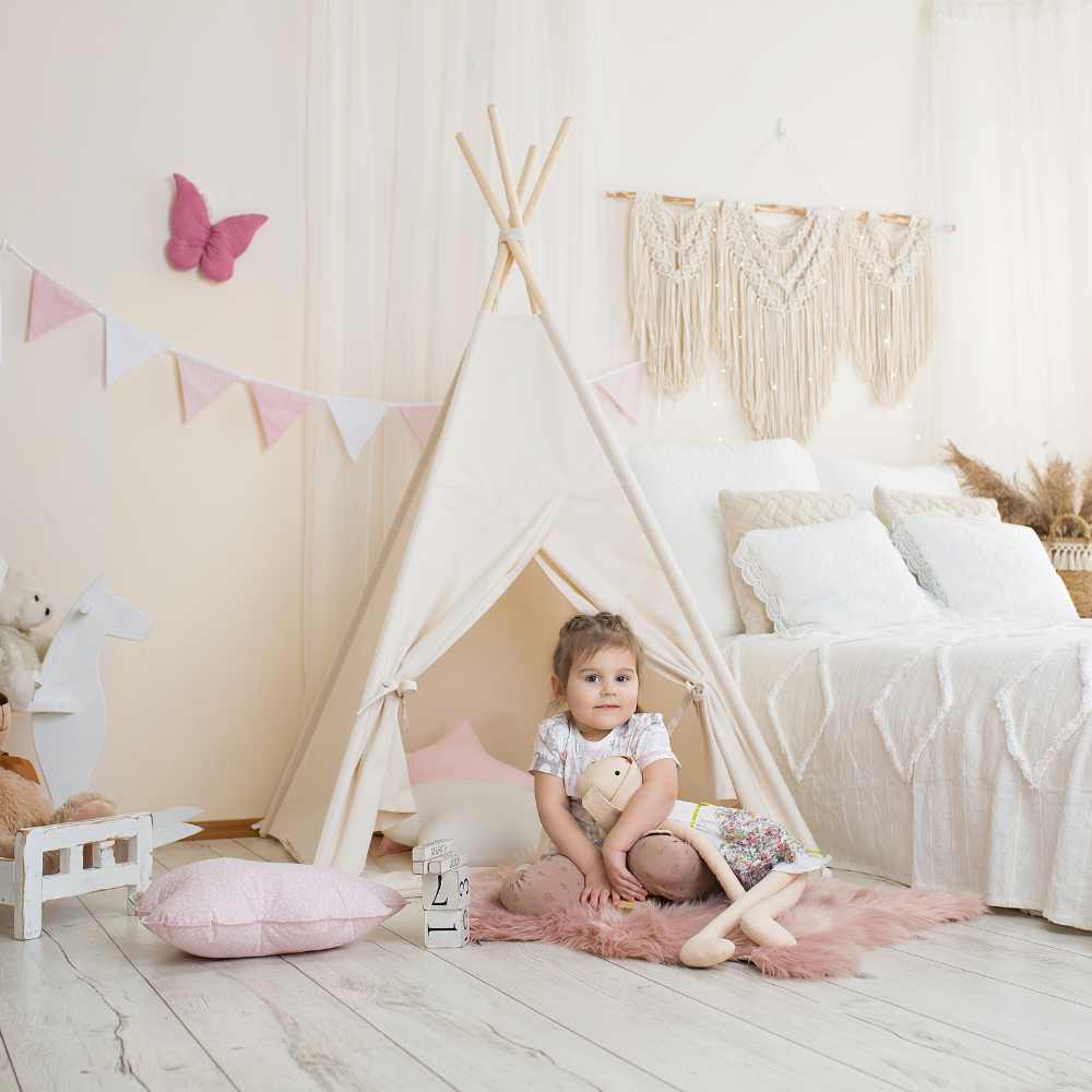 Vaikiška palapinė - Tipis kreminės spalvos