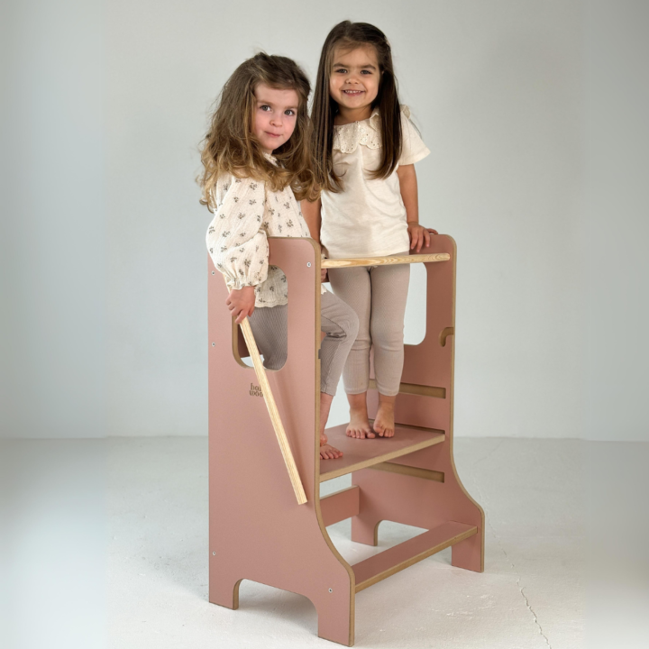 Montessori dvigubas bokštelis Liepa - rausvas
