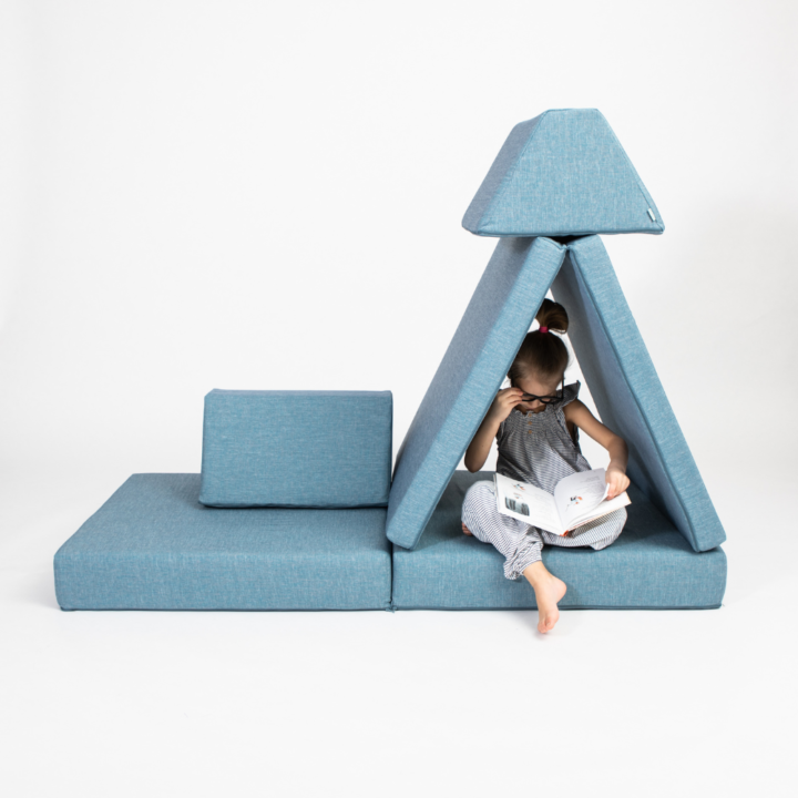 Vaikiška sofa, žaidimų pagalvės ULA dangaus žydrumo spalvos