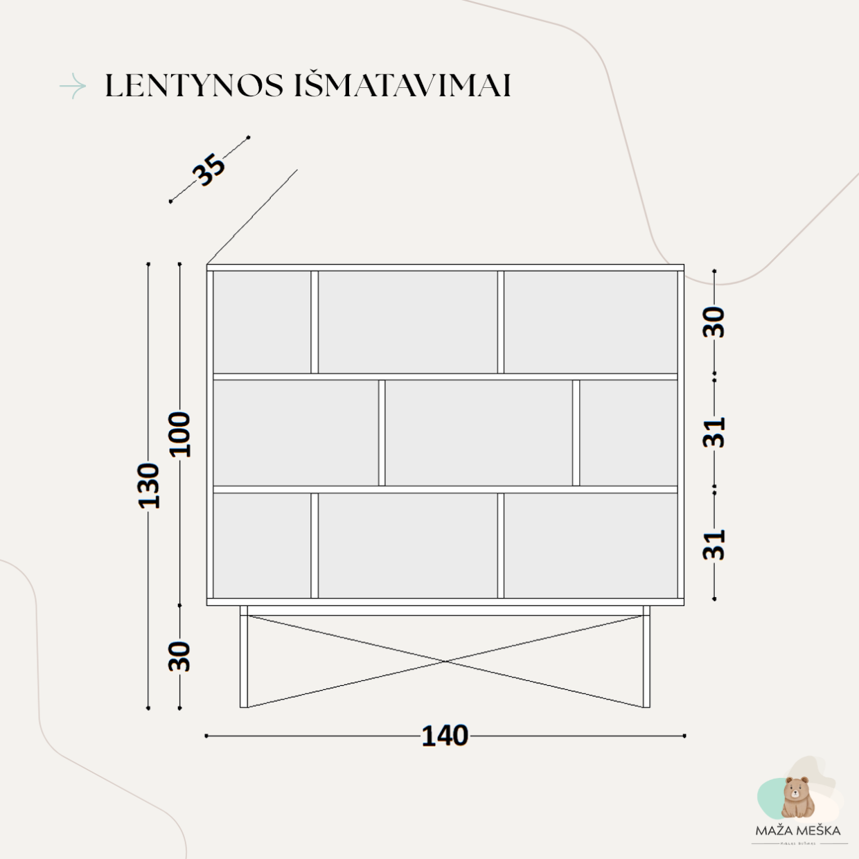 Žema Vaikiška Lentyna SOFIJA išmatavimai