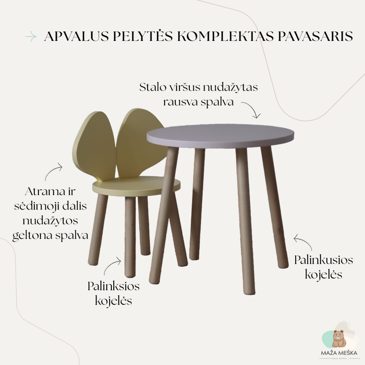 Apvalus Medinis Pelytės Komplektas „Pavasaris“