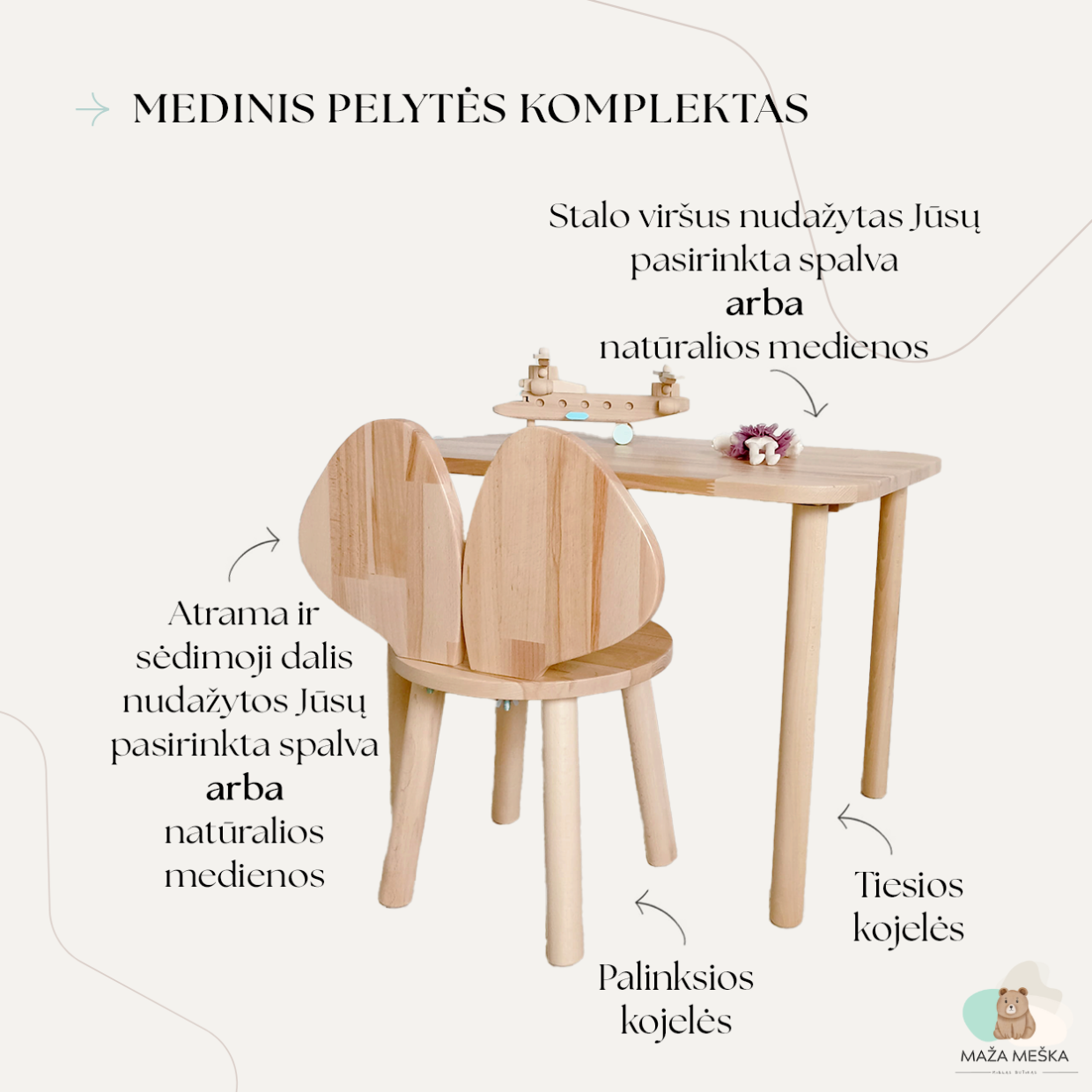 Medinis pelytės komplektas XL