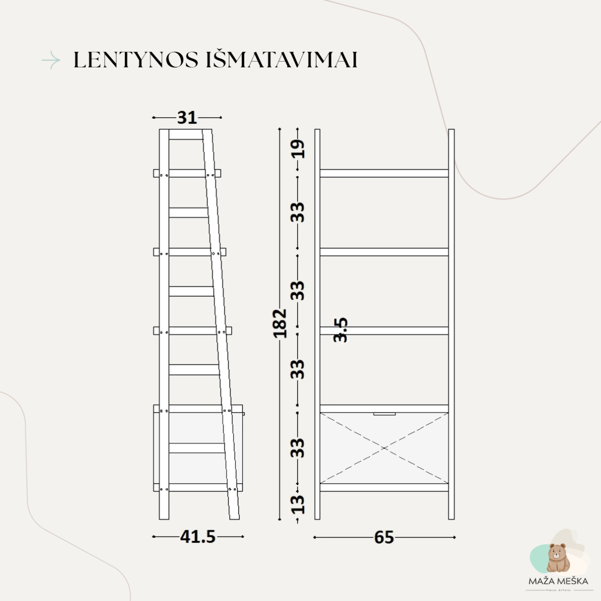 Vaikiška Kopėčių Tipo Lentyna VILTĖ