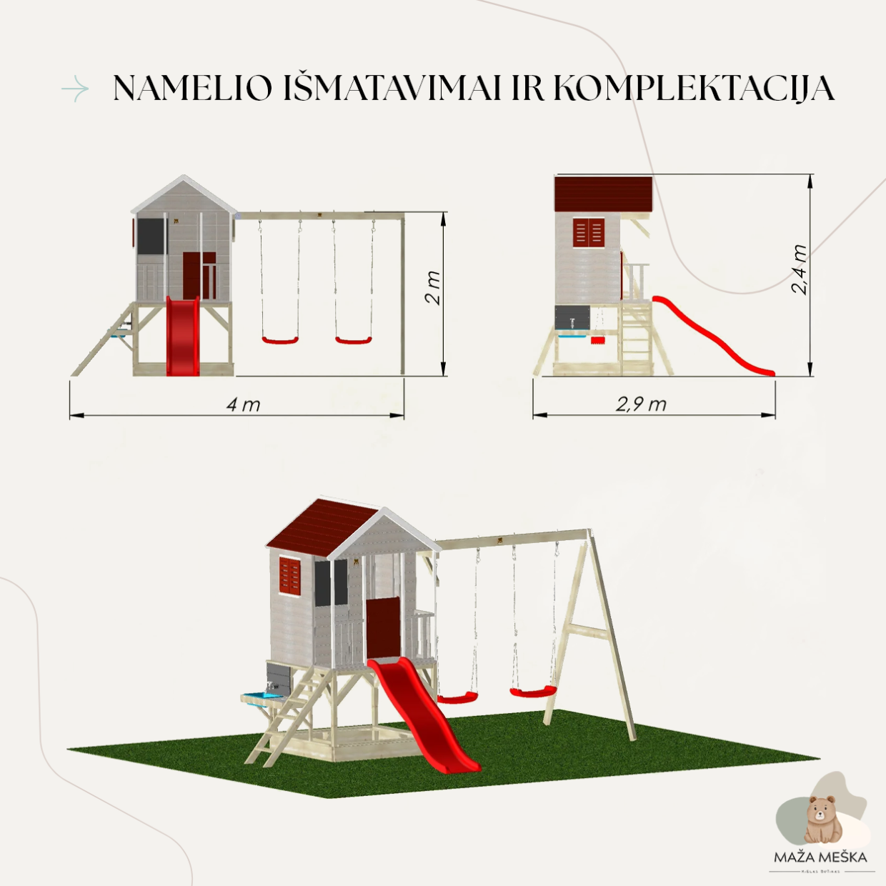 Lauko Žaidimų Namelis Vaikams „Karolis“
