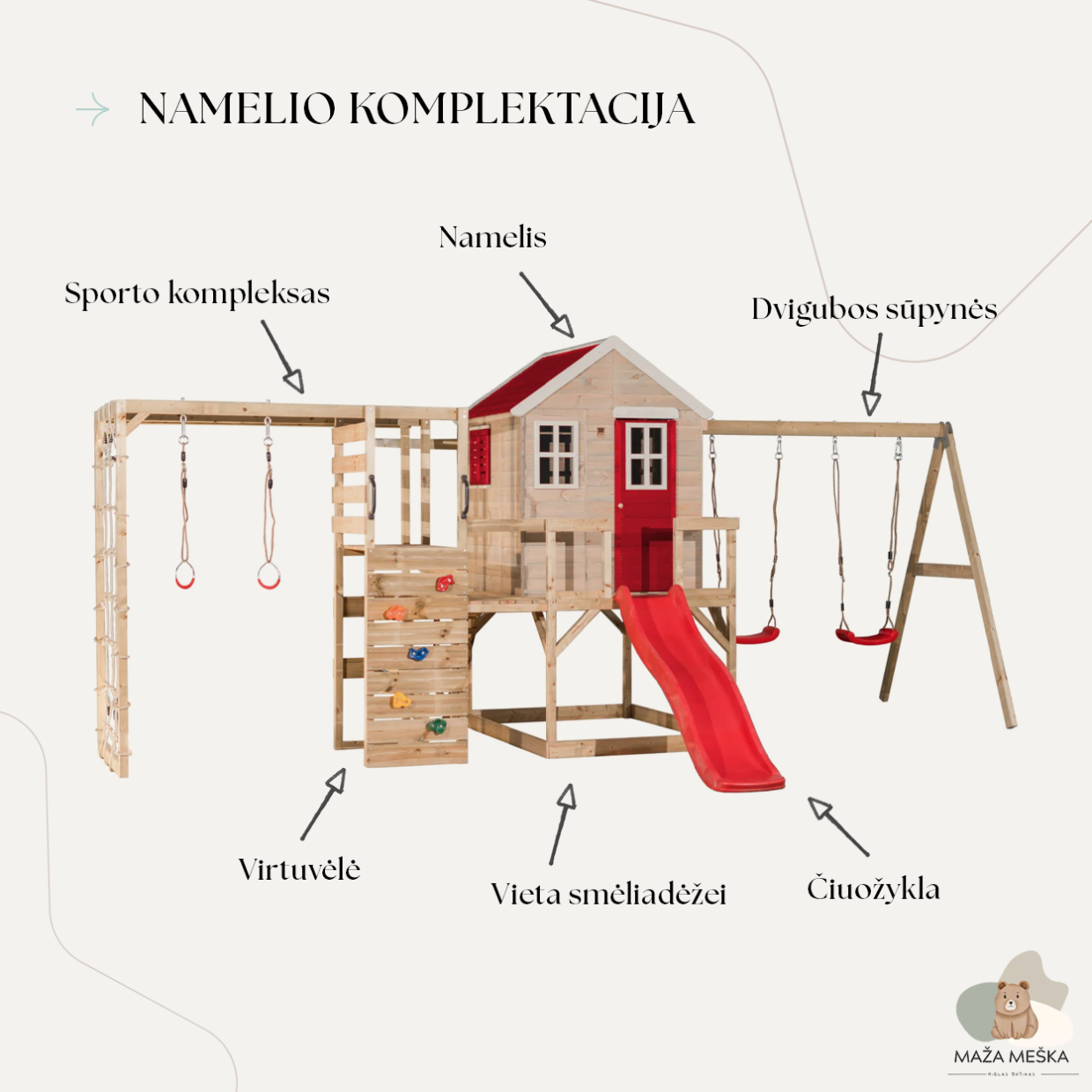 Pilnos Komplektacijos Lauko Žaidimų Namelis Vaikams