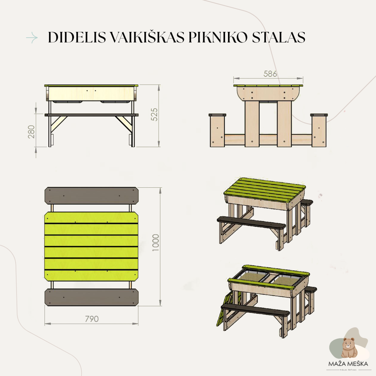 Didelis Vaikiškas Pikniko Stalas
