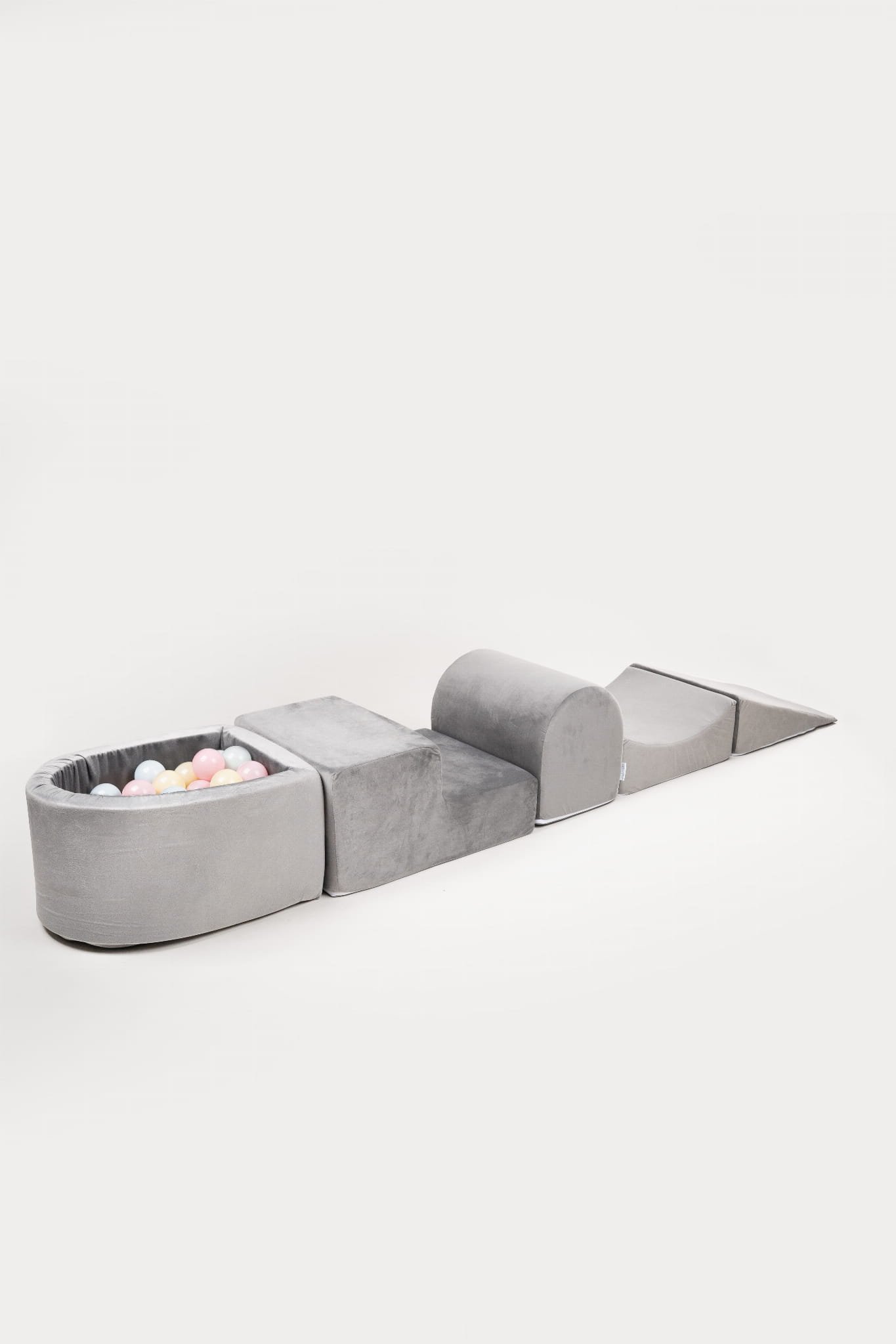 Putplasčio Žaidimo Rinkinys + Mažas baseinas - pilkas + 80 kamuoliukų PASTELINIAI