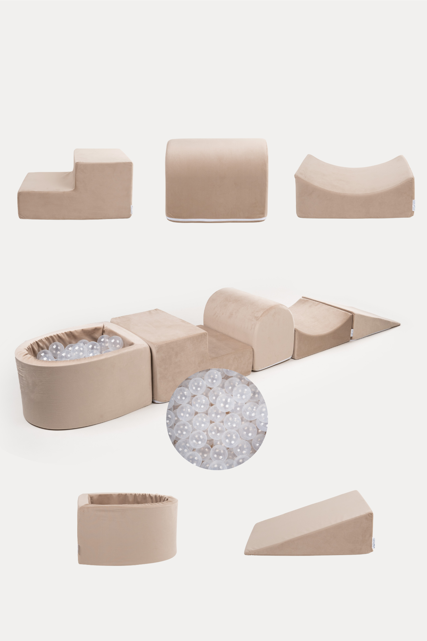 Putplasčio Žaidimo Rinkinys + Mažas baseinas - Smėlio Spalvos + 80 kamuoliukų SKAIDRŪS