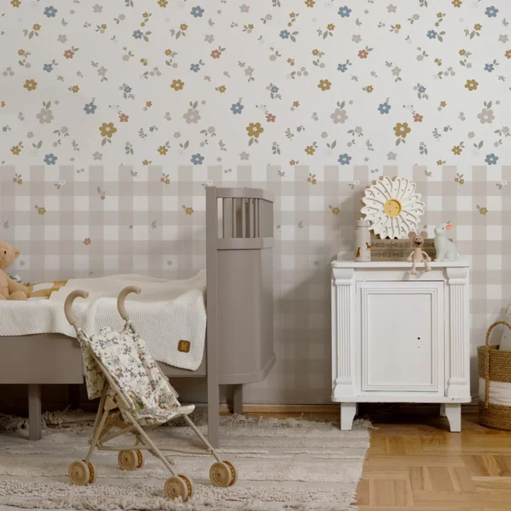 Tapetai SPRING Boho pieva su langeliais