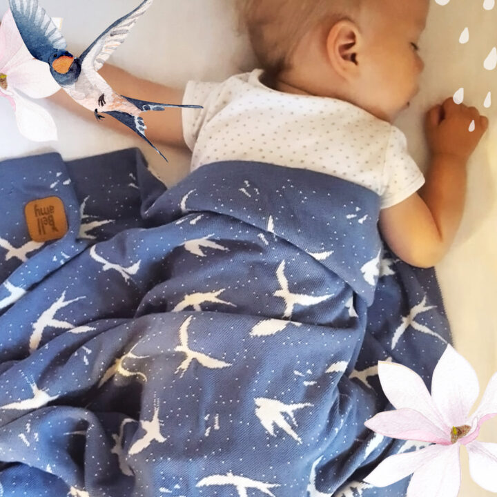 FLY Kūdikio Medvilninė Antklodė Melsva 80x100