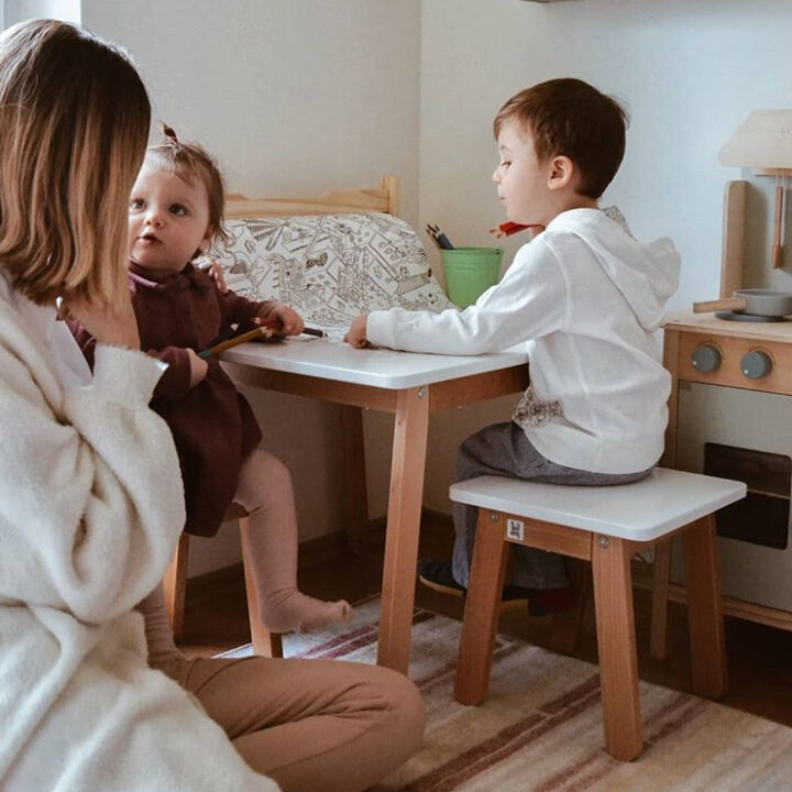 Vaikiškas Stalas MEDINUKAS Sniego Baltumo