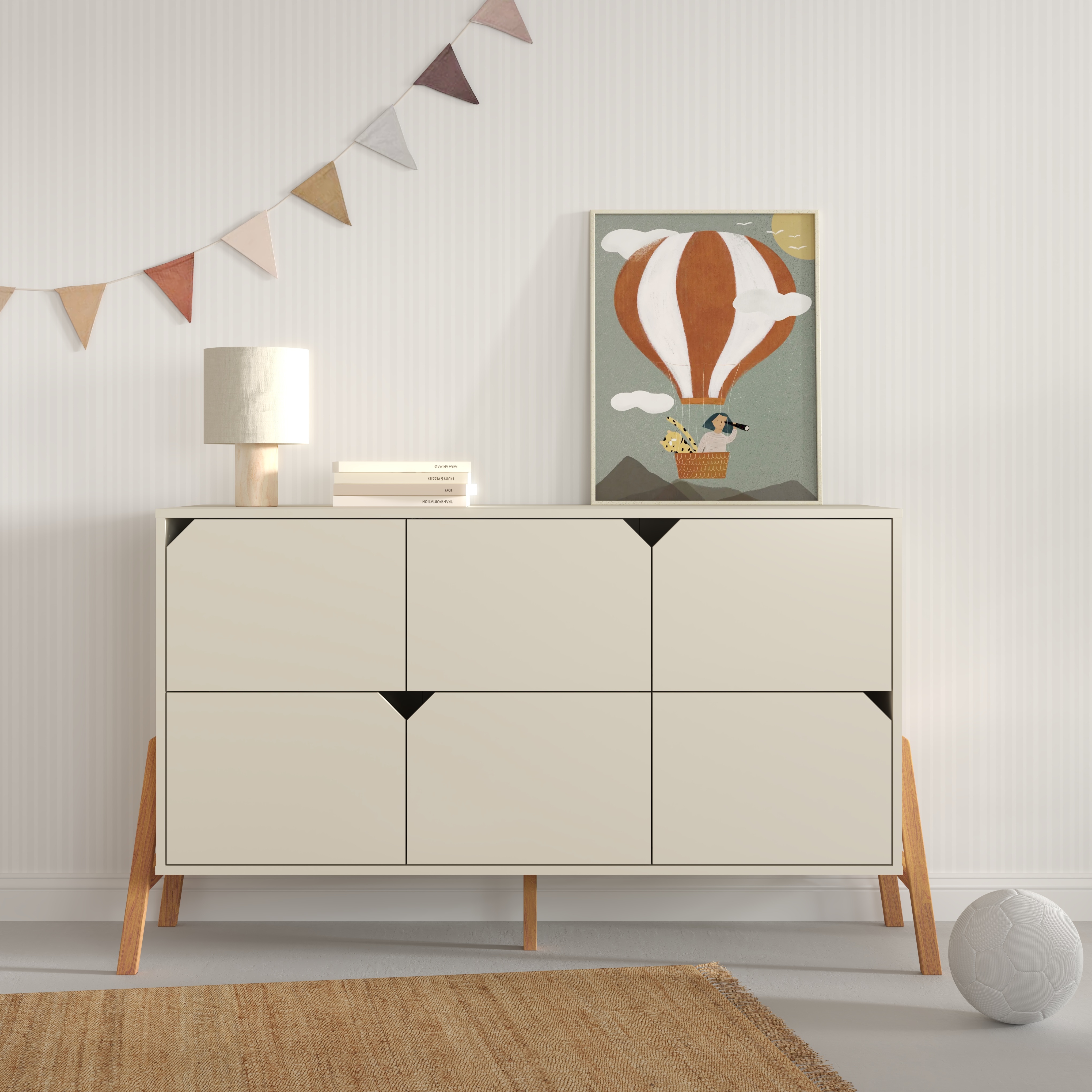 LOTĖ Latte spalvos 6 Stalčių Komoda