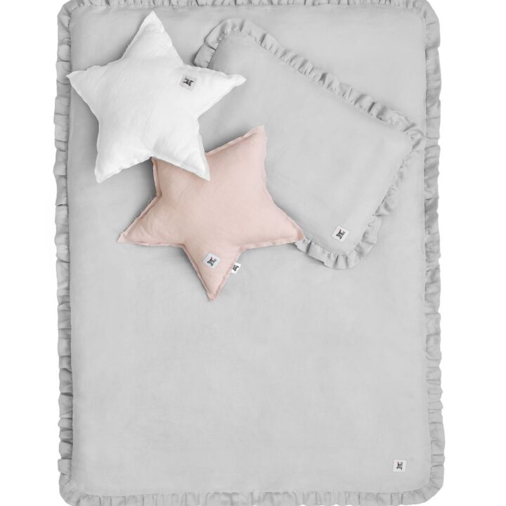 Lino Patalynė su raukiniais Pilka 140x200