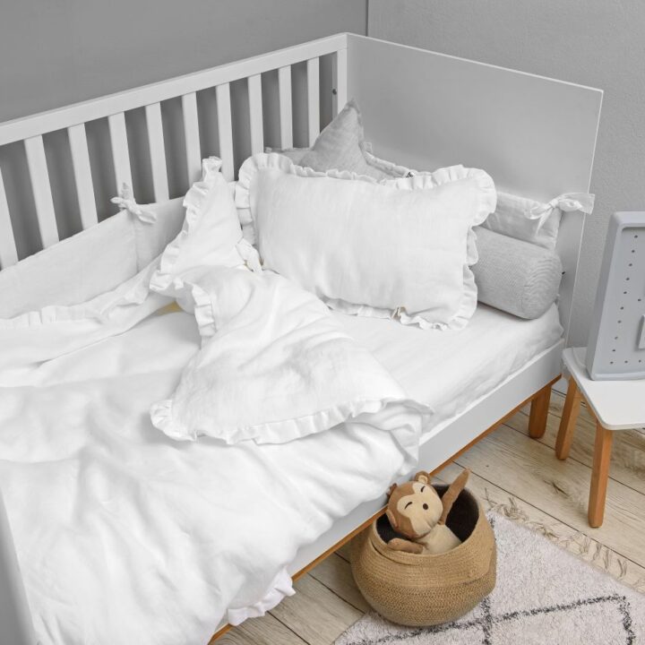 Lino Patalynė su raukiniais Balta 140x200