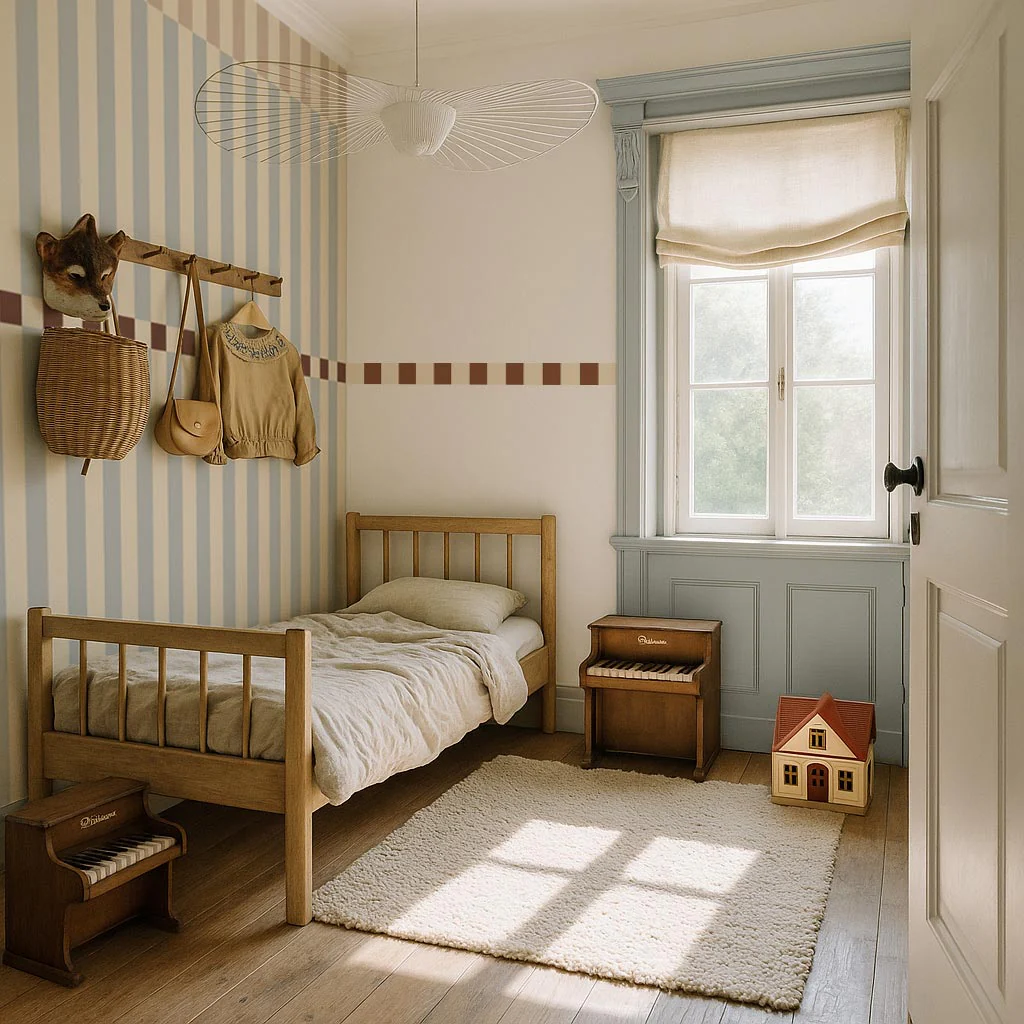 Tapetai SIMPLE Juostelių Nostalgija Mėlyna-Smėlinė