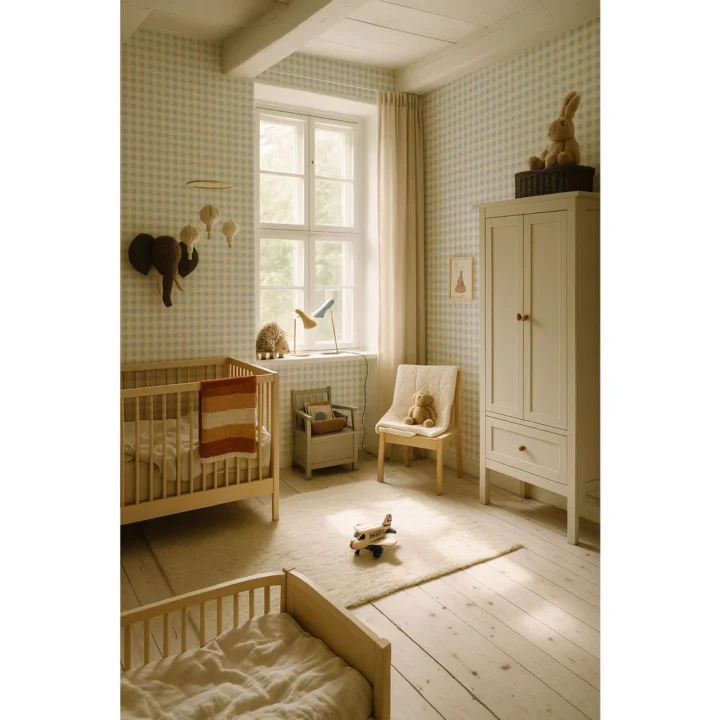 Tapetai SIMPLE Mini Melsvi Langeliai