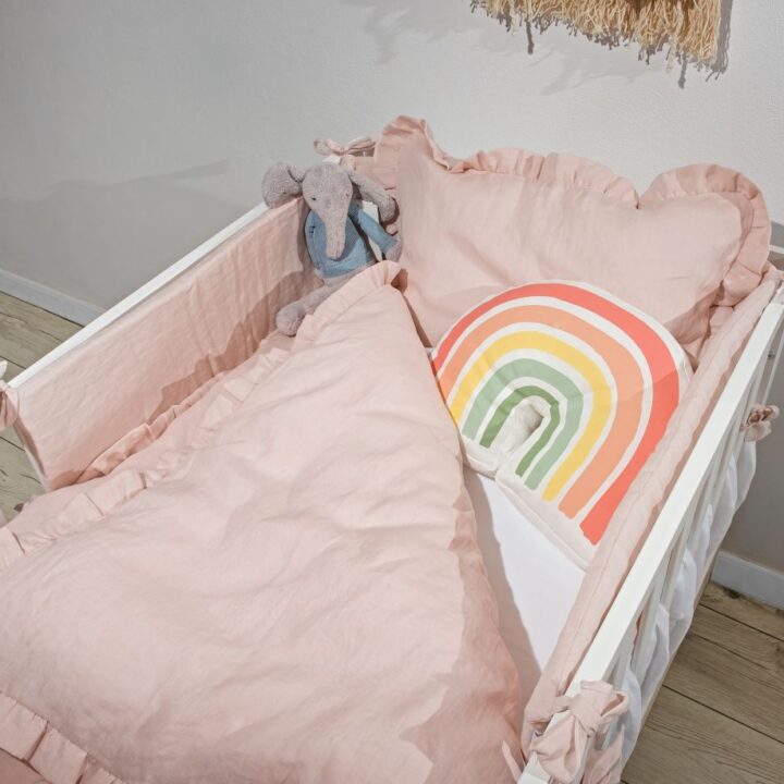 Lino Patalynė su Raukiniais Rausva 100x135 su užpildu