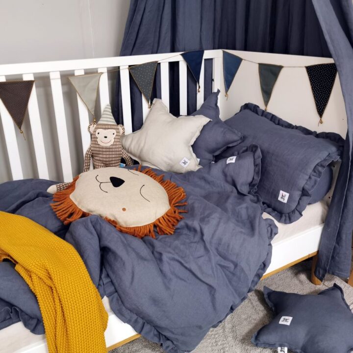 Lino Patalynė su užpildu Mėlyna 80x100