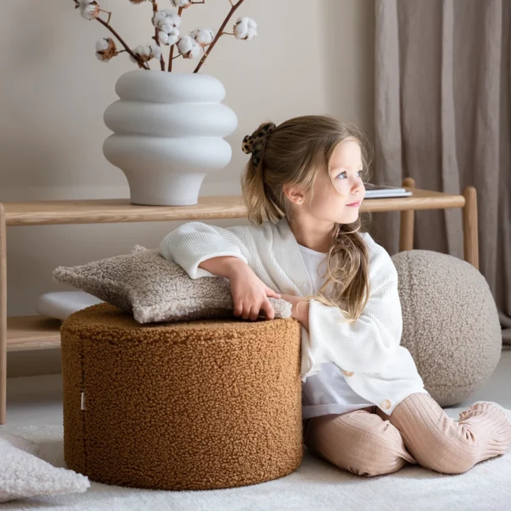 Vaikiškas Karamelės Spalvos Tedžio Pufas