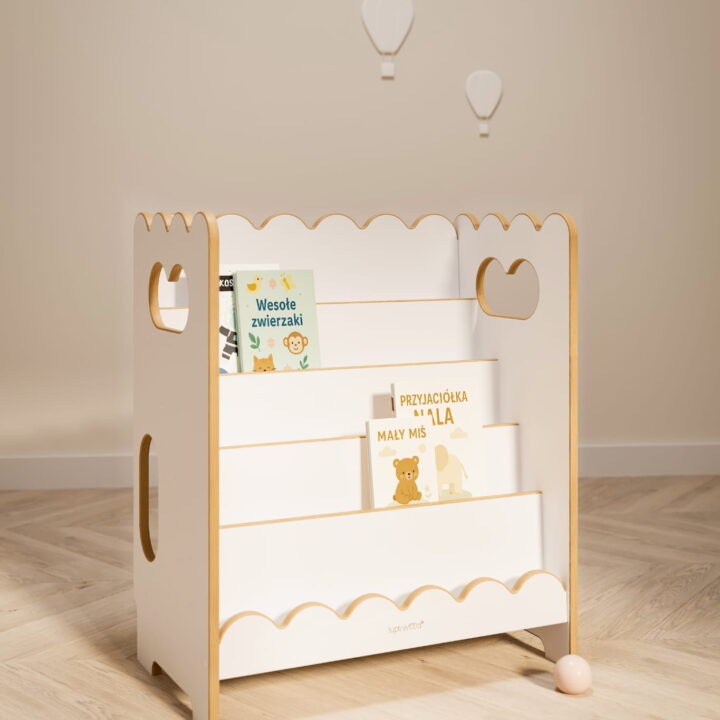 Balta Mini Montessori knygų lentyna BUBBLE