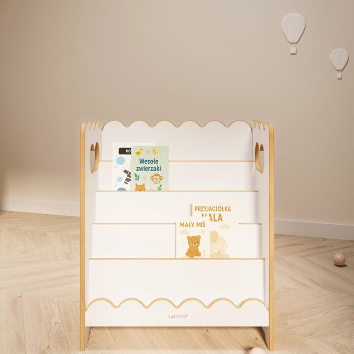 Balta Mini Montessori knygų lentyna BUBBLE