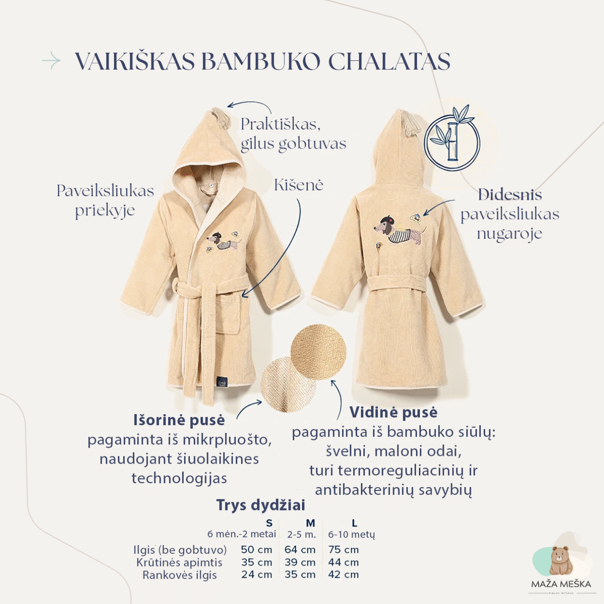 Vaikiškas Chalatas VIENARAGIS - Image 4