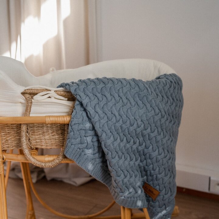 Vaikiškas Pledas Merino Vilnos 100% MĖLYNAS