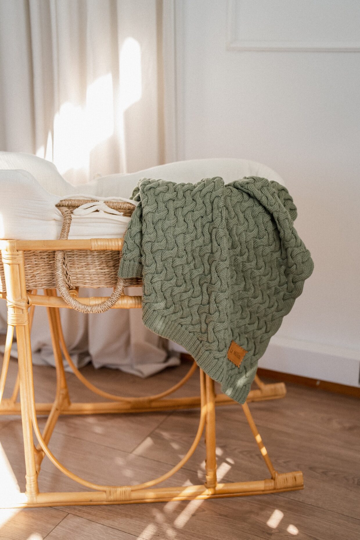 Vaikiškas Pledas Merino Vilnos 100% ŽALIAS