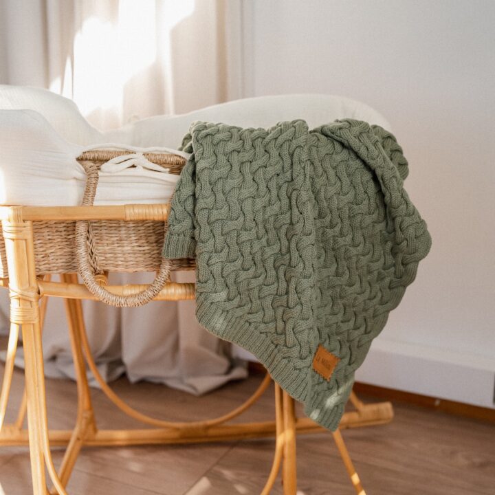 Vaikiškas Pledas Merino Vilnos 100% ŽALIAS