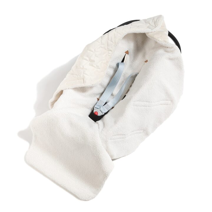 Meškiuko Automobilinės Kėdutės Pledukas KREMINĖS SPALVOS