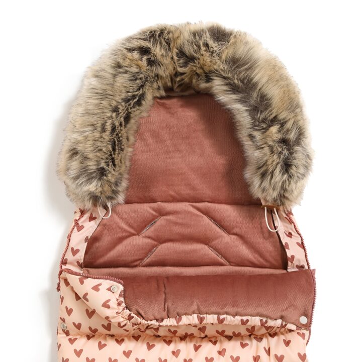 Universalus kūdikių miegmaišis vežimėliui RAUSVOS ŠIRDELĖS