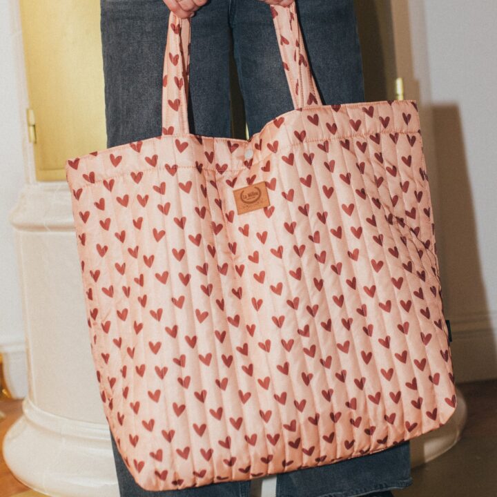 Pirkinių Krepšys tvirto nailono RAUSVOS ŠIRDELĖS