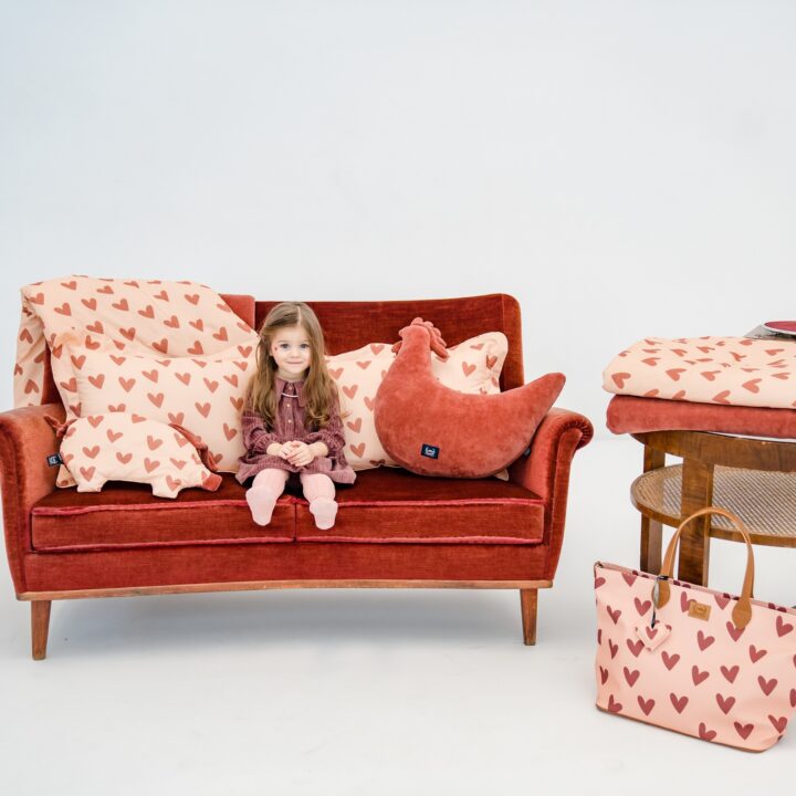 Medvilninė Antklodė RAUSVOS ŠIRDELĖS