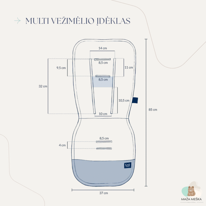Meškiuko Multi Vežimėlio Įdėklas LATTE