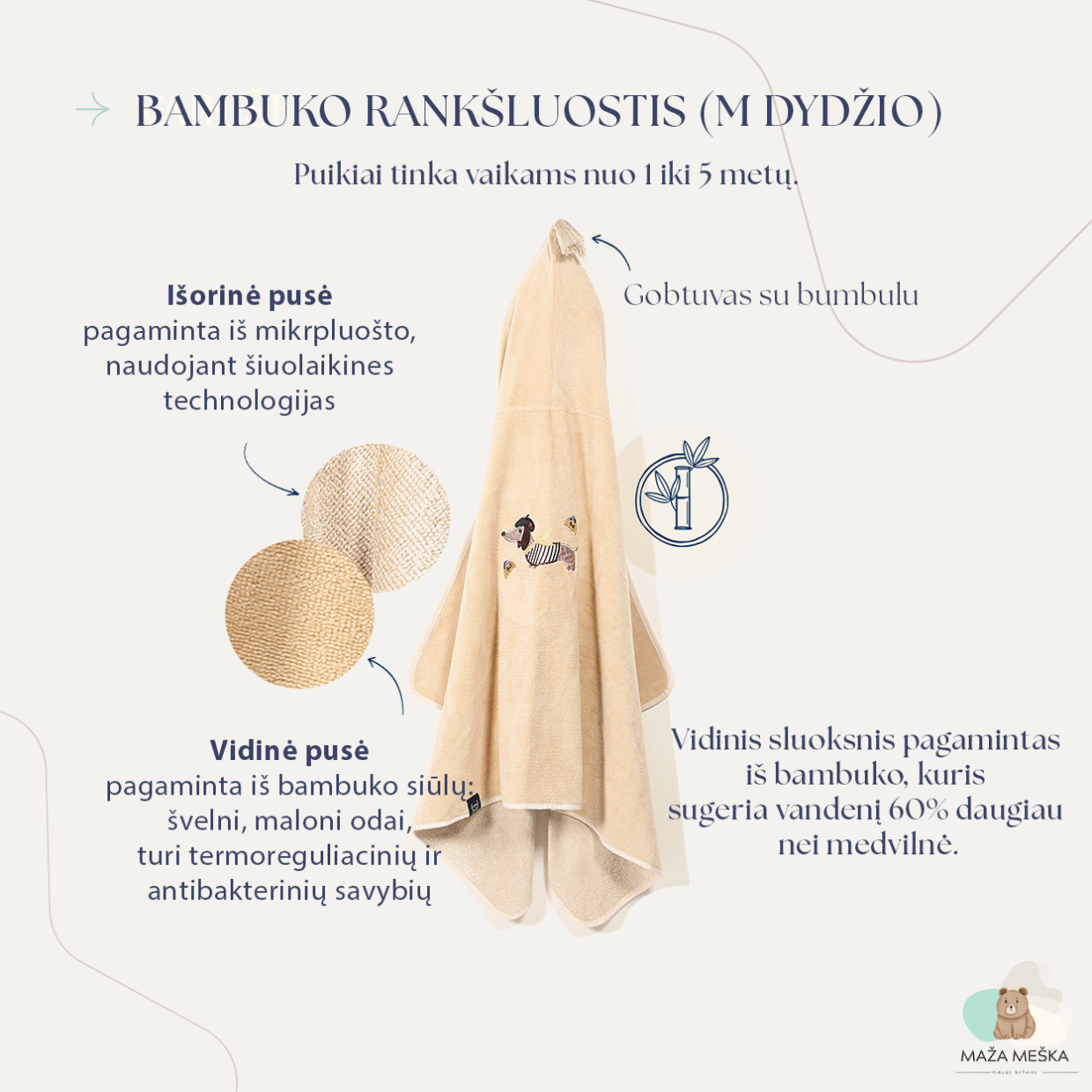 Vaikiškas Rankšluostis BORUŽĖLĖ - Image 5