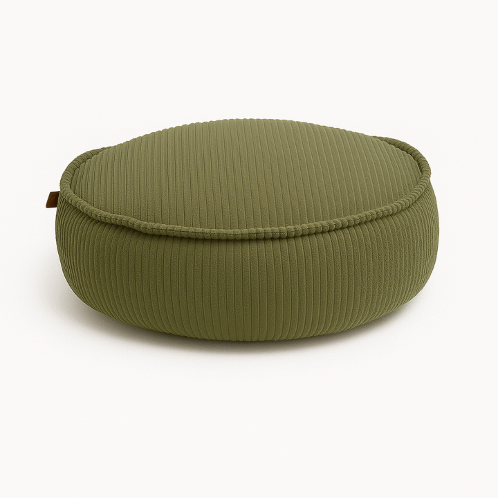 Estetiškas Apvalus Pufas Khaki Spalvos
