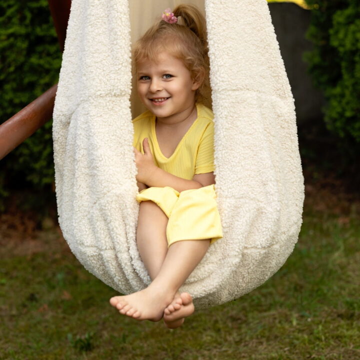 Vaikiškos Vidaus Sūpynės Kokonas-Meškinas Baltas