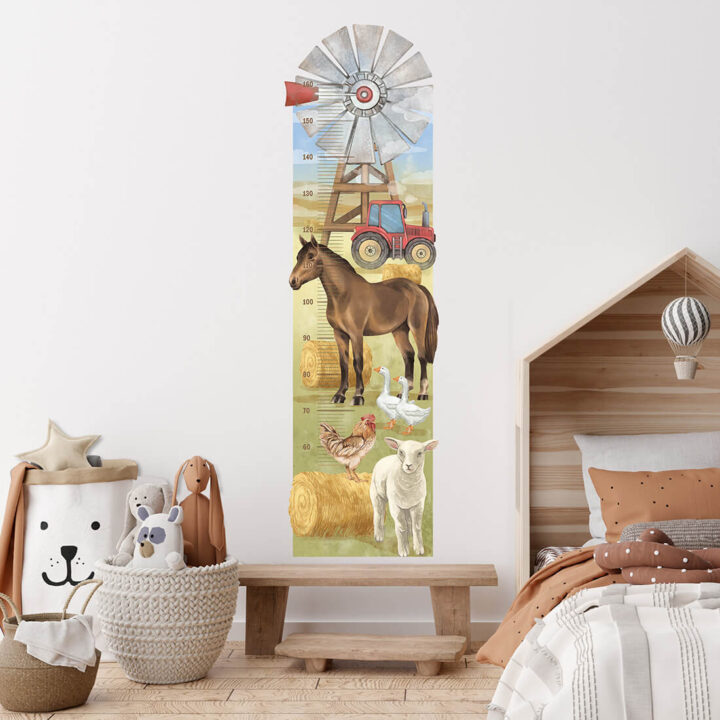 Vaikiškas sienų lipdukas Ūgio matuoklis Ferma