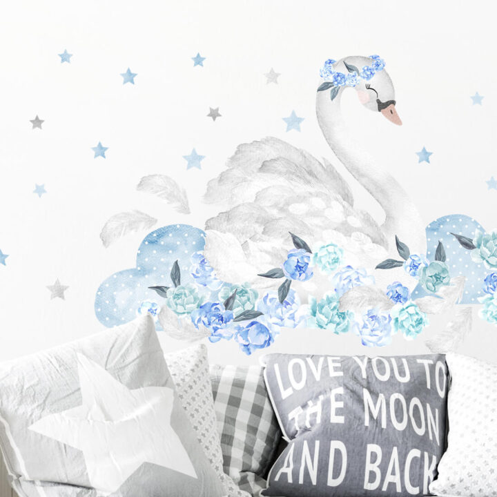 Vaikiškas sienų lipdukas Melsva gulbė kambaryje