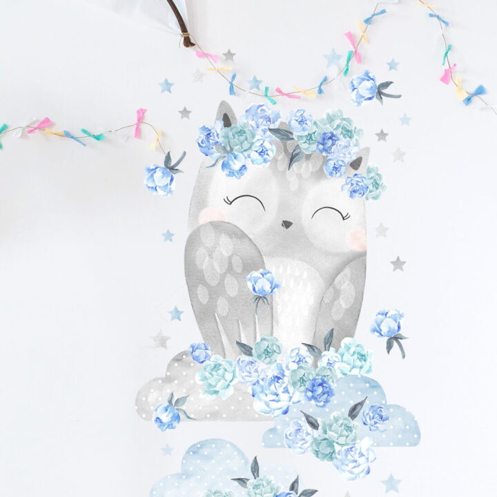 Vaikiškas sienų lipdukas Melsva pelėda Drulė