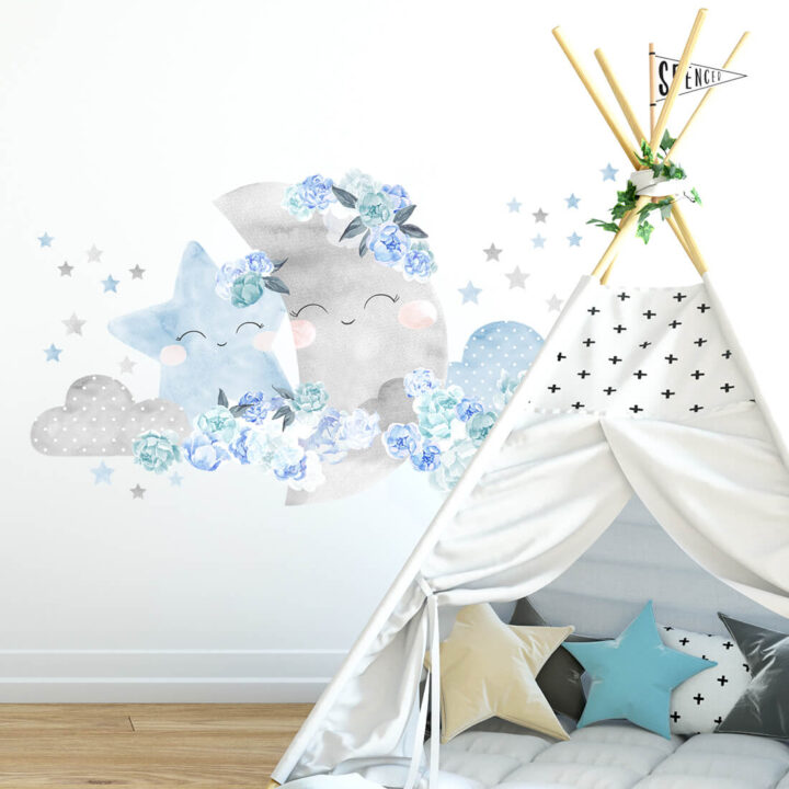 Vaikiškas sienų lipdukas Melsvas mėnulis