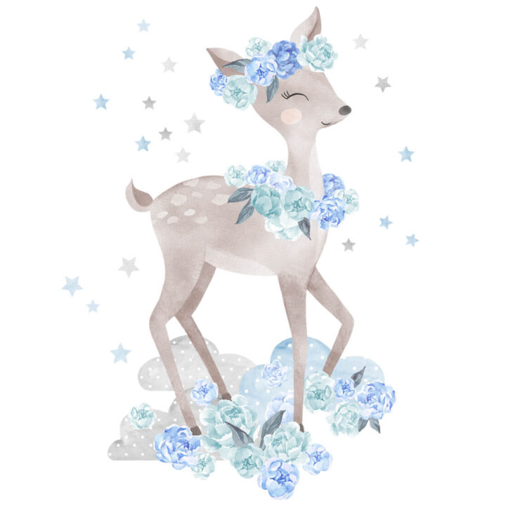 Vaikiškas sienų lipdukas Melsvas stirniukas