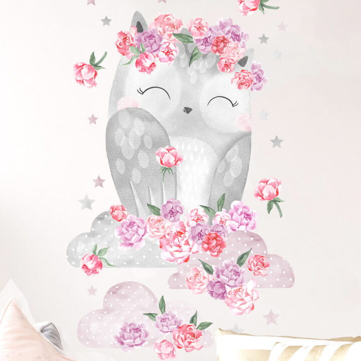 Vaikiškas sienų lipdukas Rausva pelėda Drulė