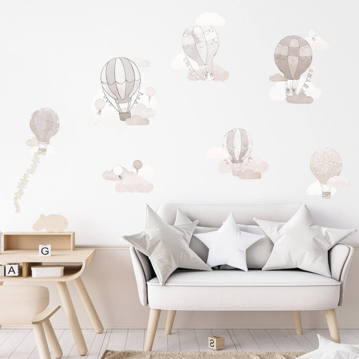 Vaikiškas sienų lipdukas Kreminiai oro balionėliai
