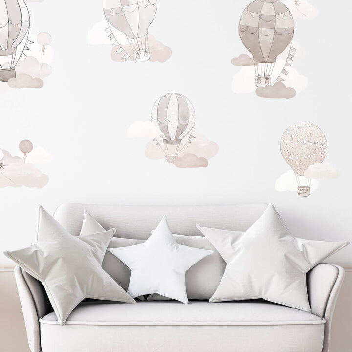 Vaikiškas sienų lipdukas Kreminiai oro balionėliai