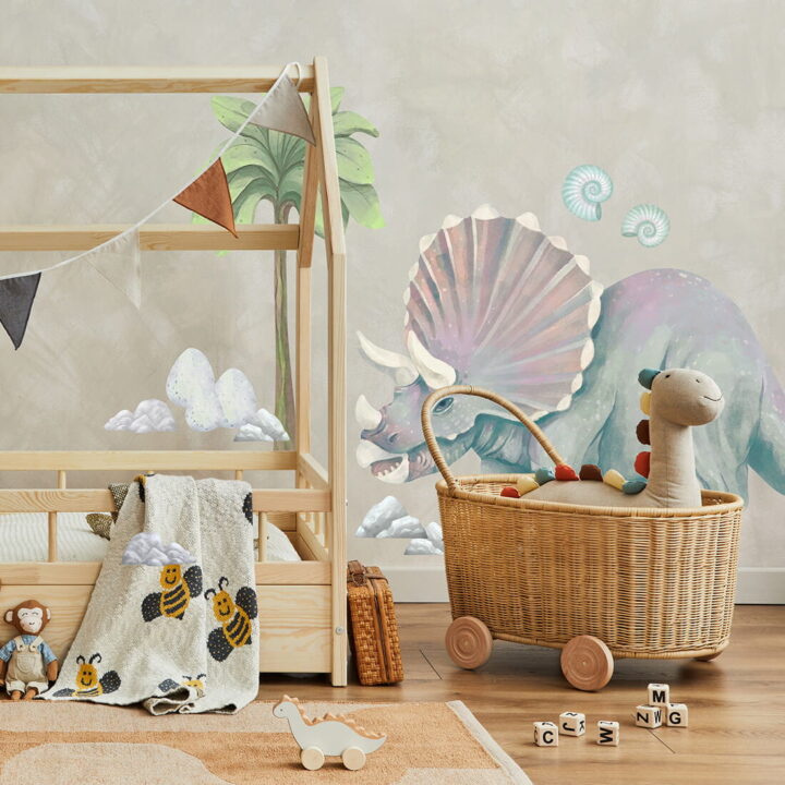 Vaikiškas sienų lipdukas Dinozauras Triceratropsas