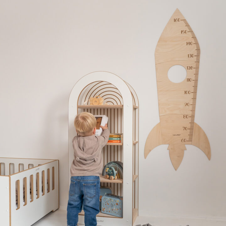 Naūralios Medžio Spalvos Ūgio Matuoklis RAKETA