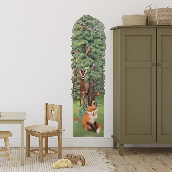 Vaikiškas sienų lipdukas Miškas Ūgio matuoklis